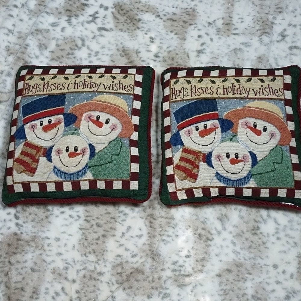 Two Christmas Hugs, Kisses & Holiday Wishes Pillows